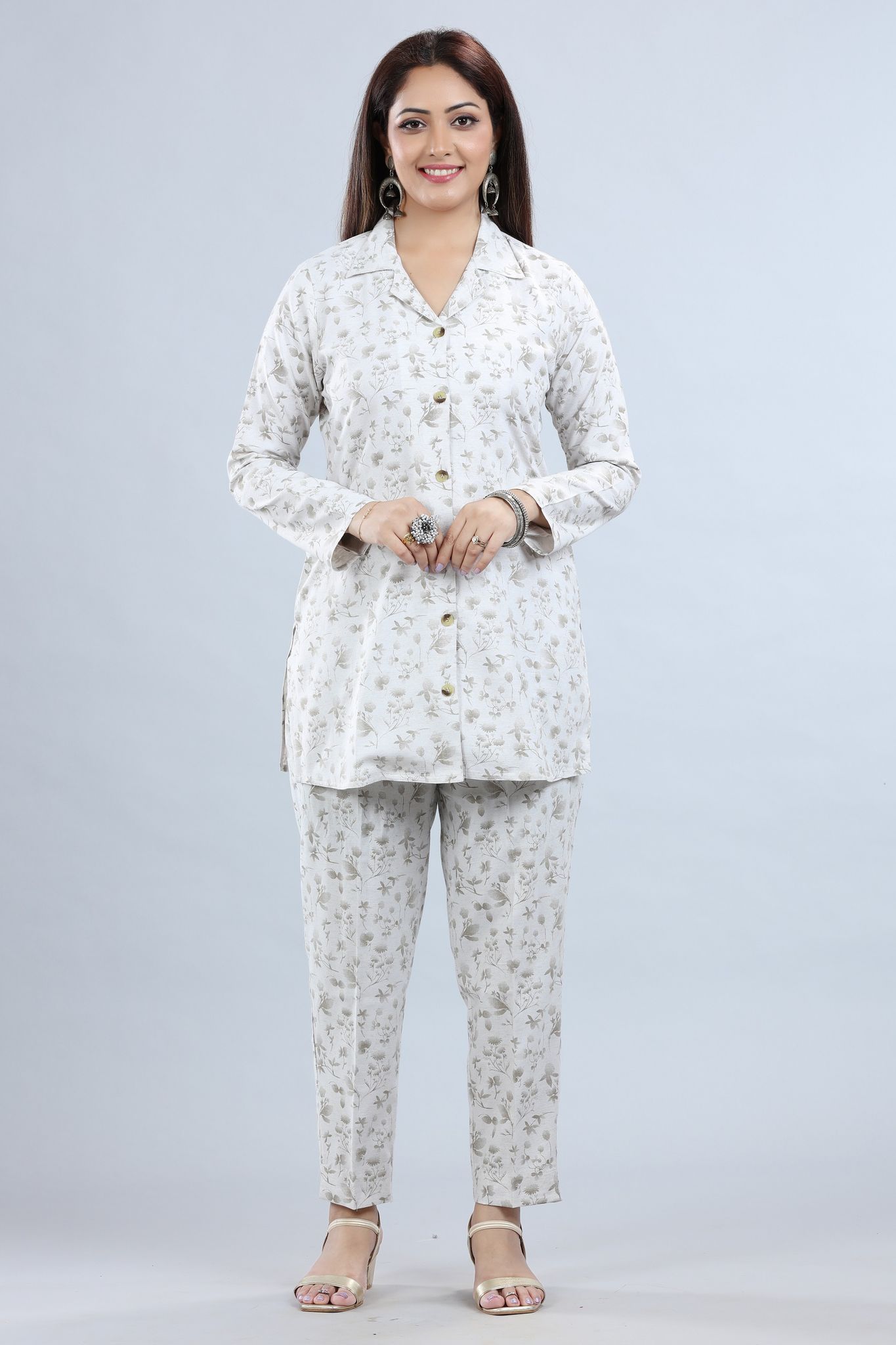 Women Off White Rayon Regular Kurta Suit set