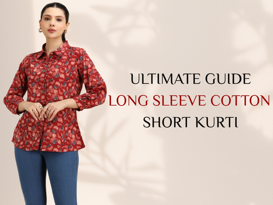 Long sleeve cotton short kurti for women