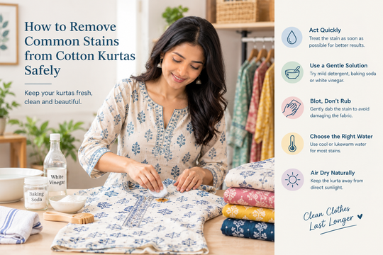 How to Remove Common Stains from Cotton Kurtas Safely