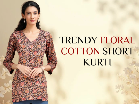 Floral Cotton Short Kurti for Women 