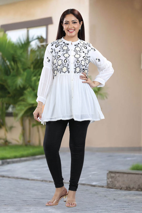 White Short Kurtis for Women