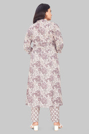 Talibah Off White Cotton Kurta With Pant Set