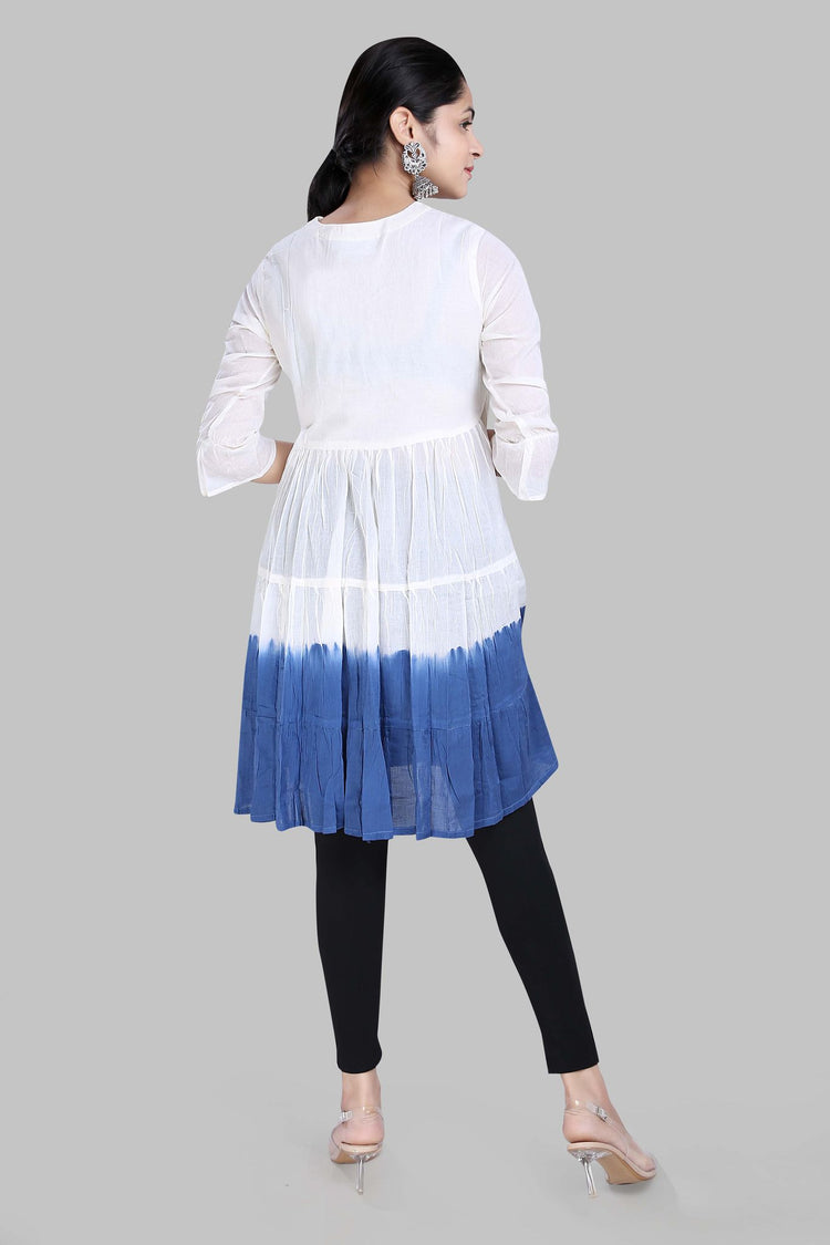 Naairah Off Whitte & Blue Cotton Kurtis