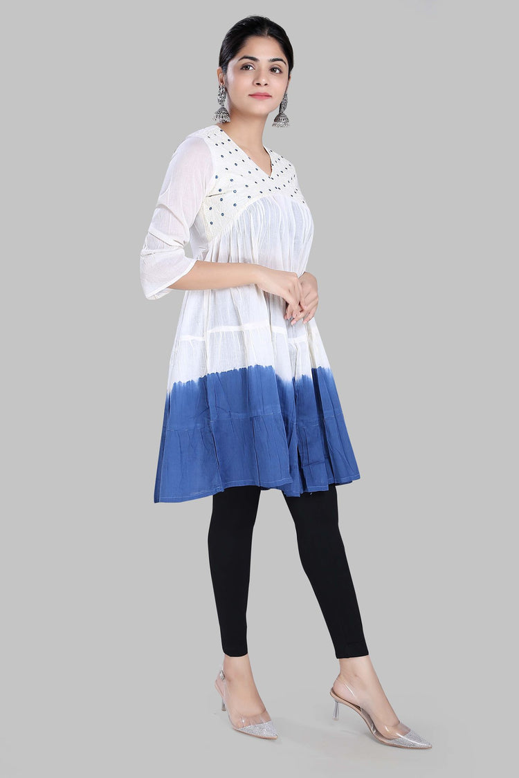 Naairah Off Whitte & Blue Cotton Kurtis