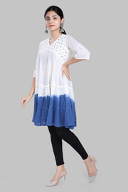 Naairah Off Whitte & Blue Cotton Kurtis
