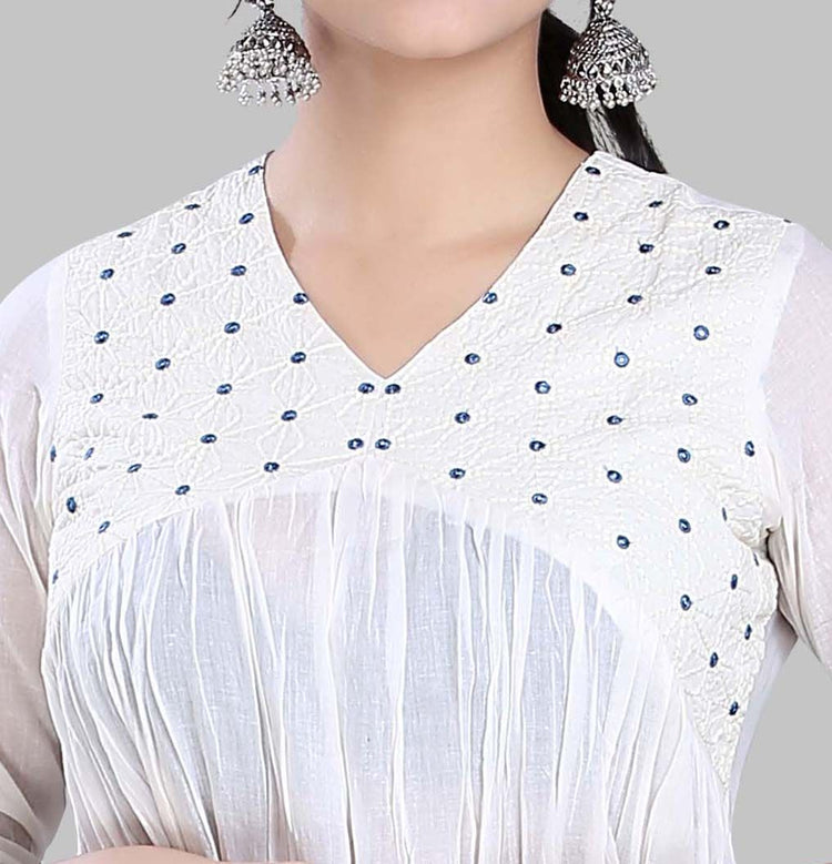 Naairah Off Whitte & Blue Cotton Kurtis