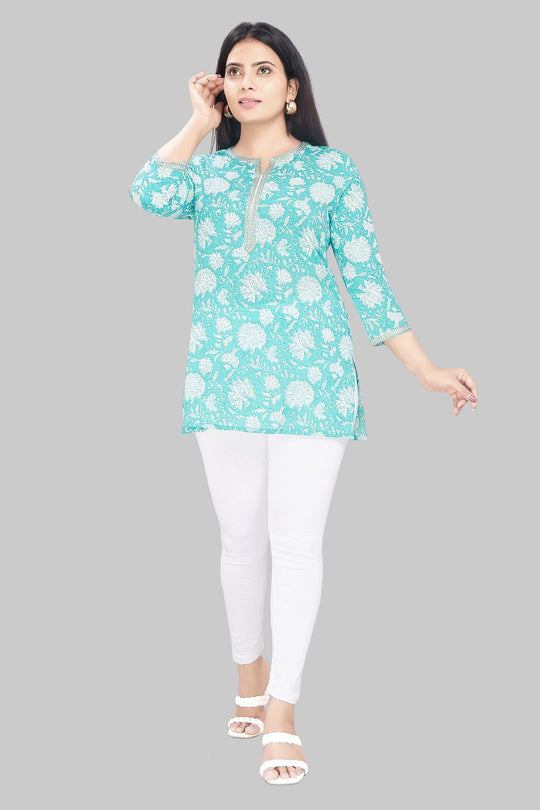 Siddiqah Firozi Cotton Short Kurtis