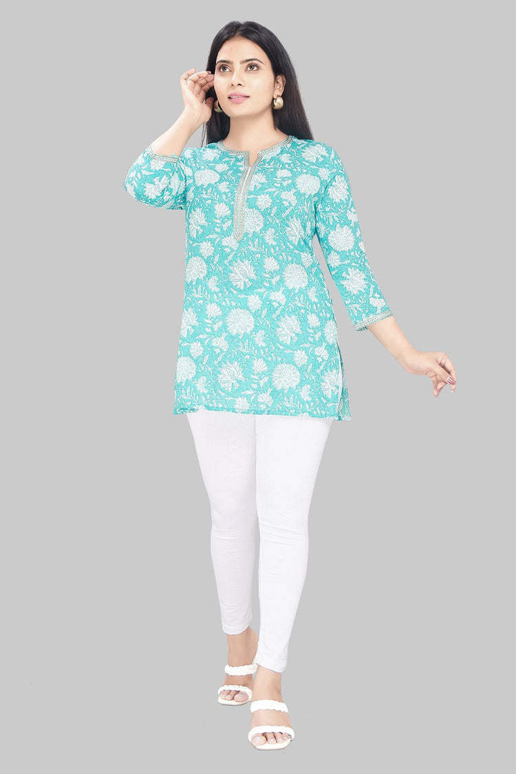 Siddiqah Firozi Cotton Short Kurtis