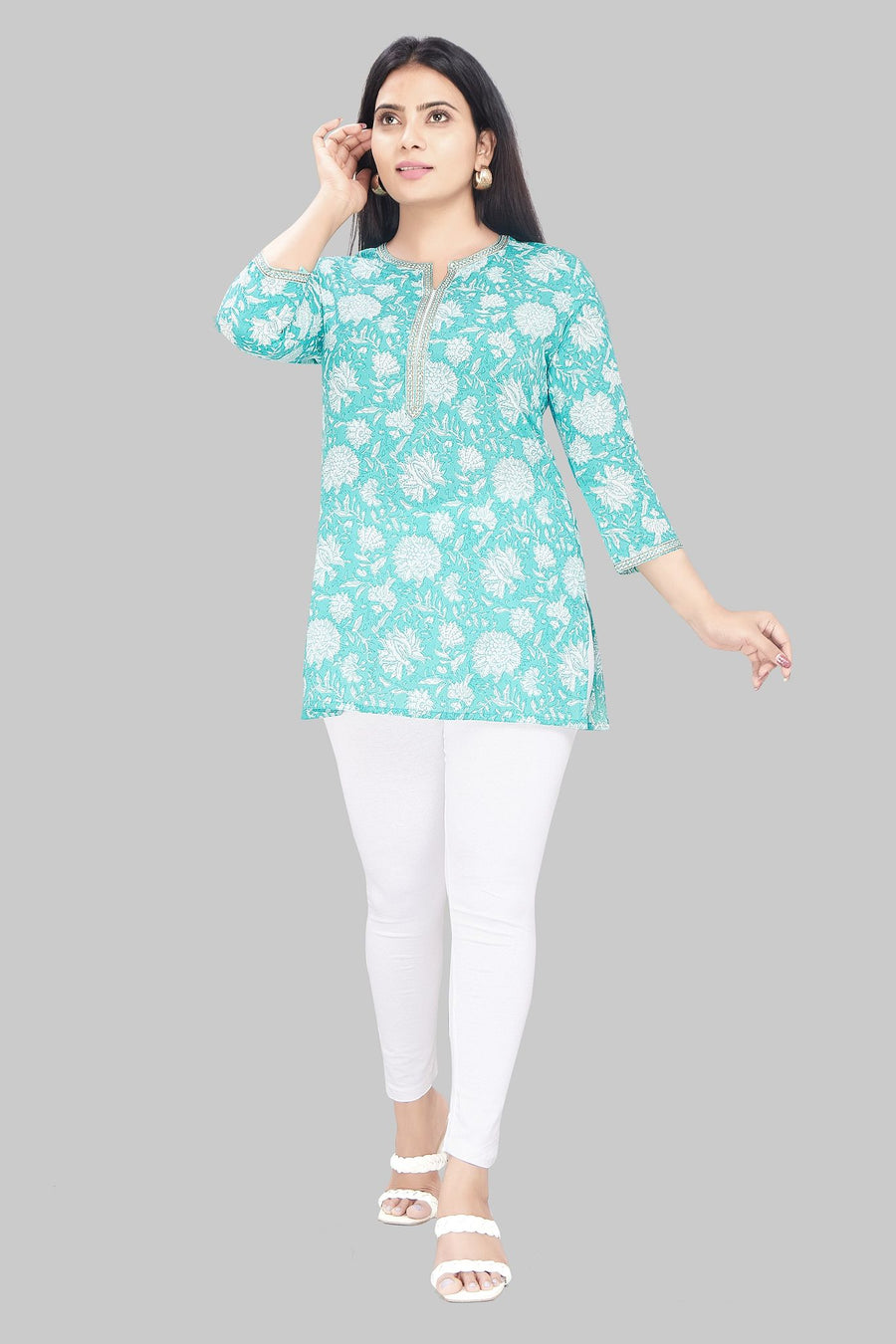 Siddiqah Firozi Cotton Short Kurtis