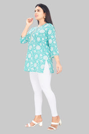 Siddiqah Firozi Cotton Short Kurtis