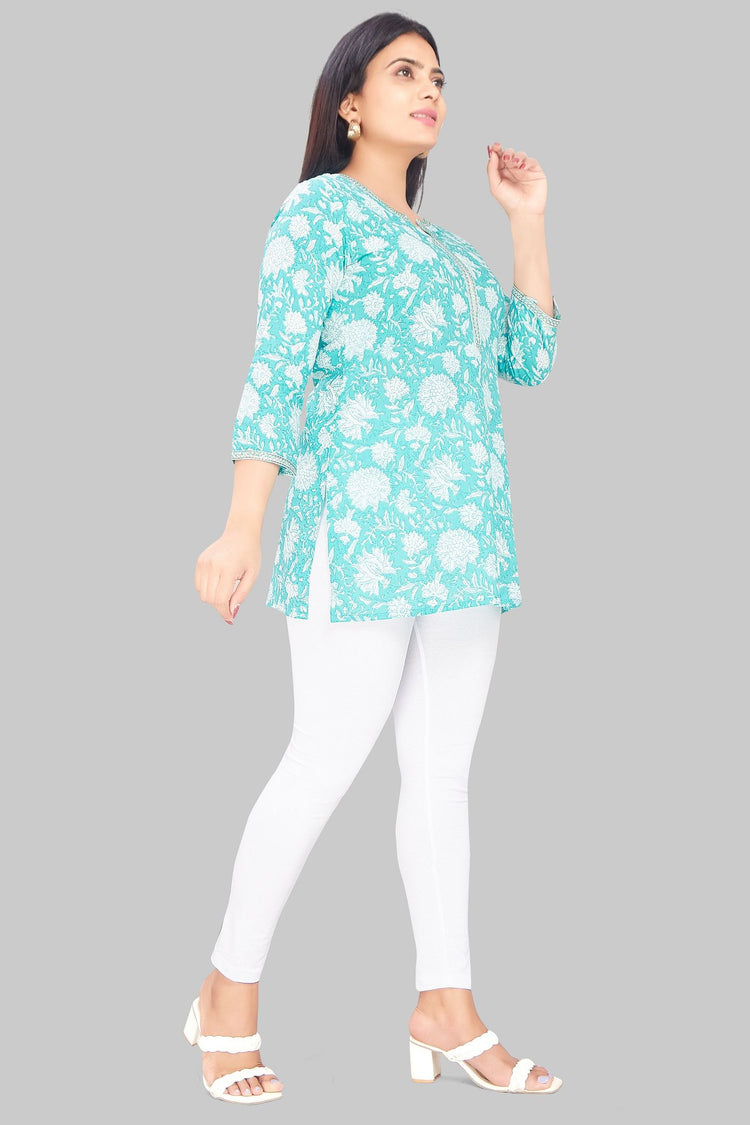 Siddiqah Firozi Cotton Short Kurtis