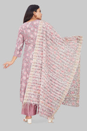 Saaedah Light Purple Cotton Chanderi Suit Set