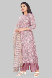 Saaedah Light Purple Cotton Chanderi Suit Set