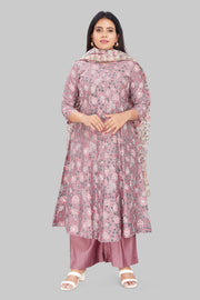 Saaedah Light Purple Cotton Chanderi Suit Set
