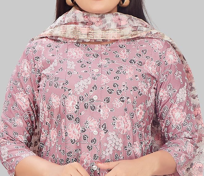 Saaedah Light Purple Cotton Chanderi Suit Set