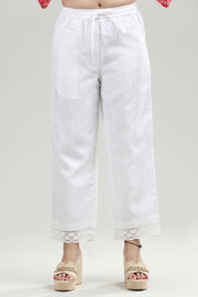 White Chanderi Straight Fit Pant