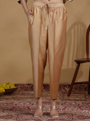 Beige Embroidered Kurti with Matching Pants and Dupatta