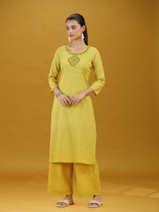 Lime Green Geometric Printed Pure Cotton Co-Ord Set