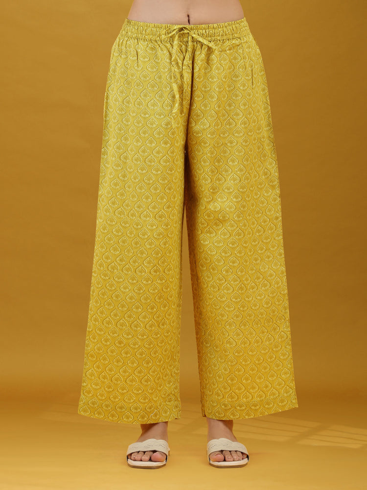 Lime Green Geometric Printed Pure Cotton Co-Ord Set