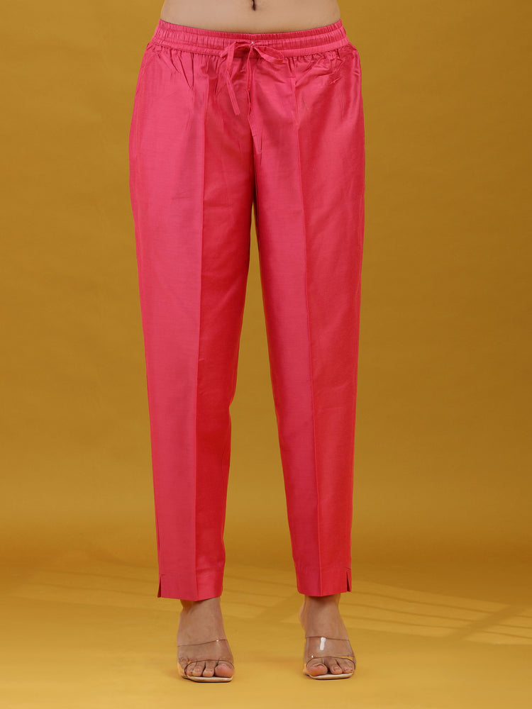 Pink Embroidered Kurta Pant with Dupatta Set