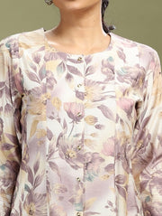 Off White Rayon Printed A Line Kurta for women