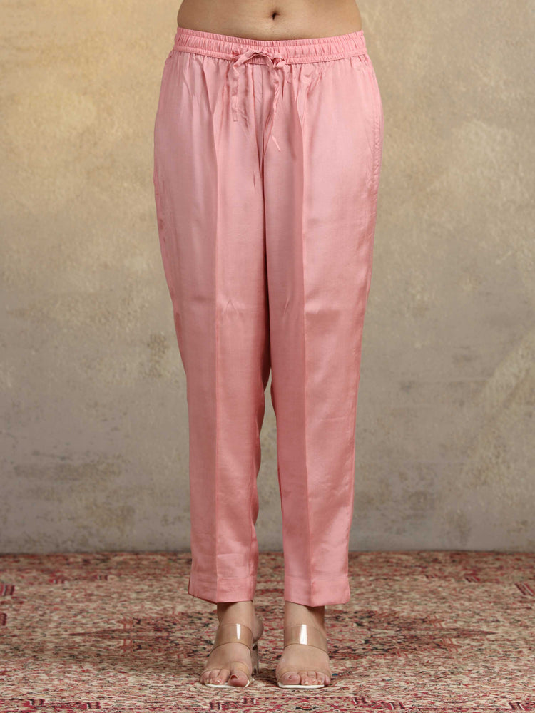 Light Peach Embroidered Kurta Pant Set with Matching Dupatta