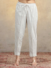 Off White Floral Embroidered Pure Cotton Straight Co-Ord Set