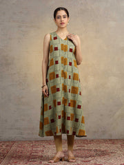Sage Green Geometric Print A-Line Pure Cotton Kurta
