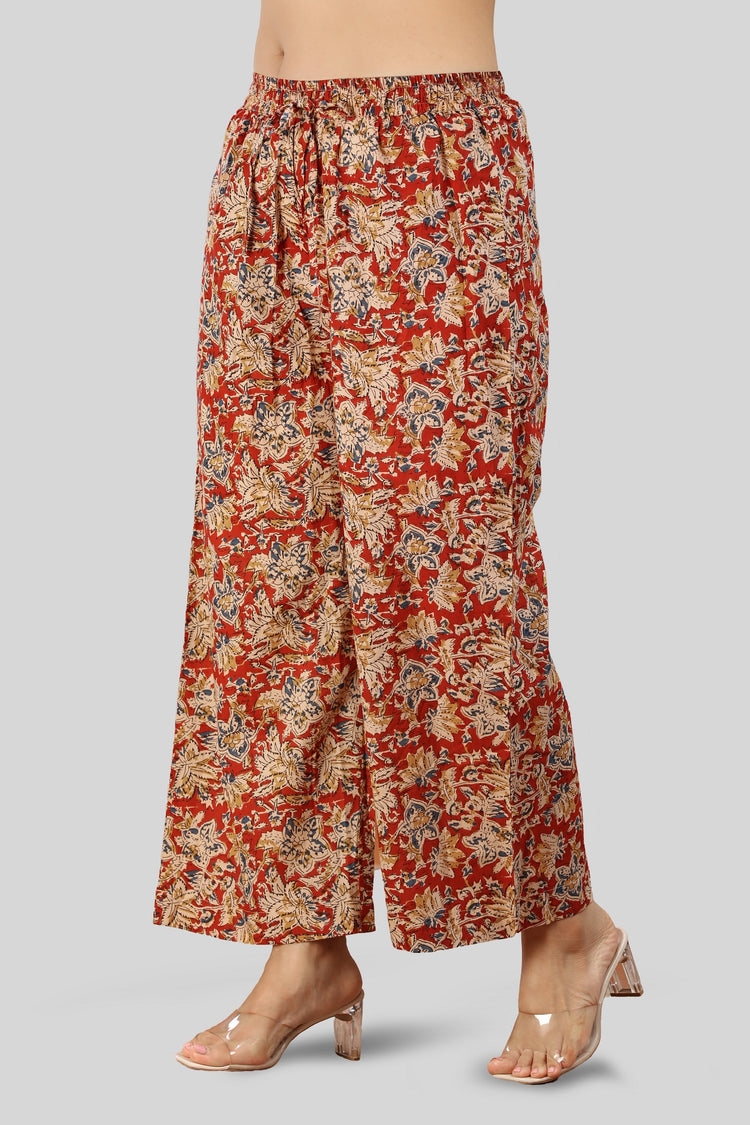 Maroon Jaipuri Cotton Printed Pant for women