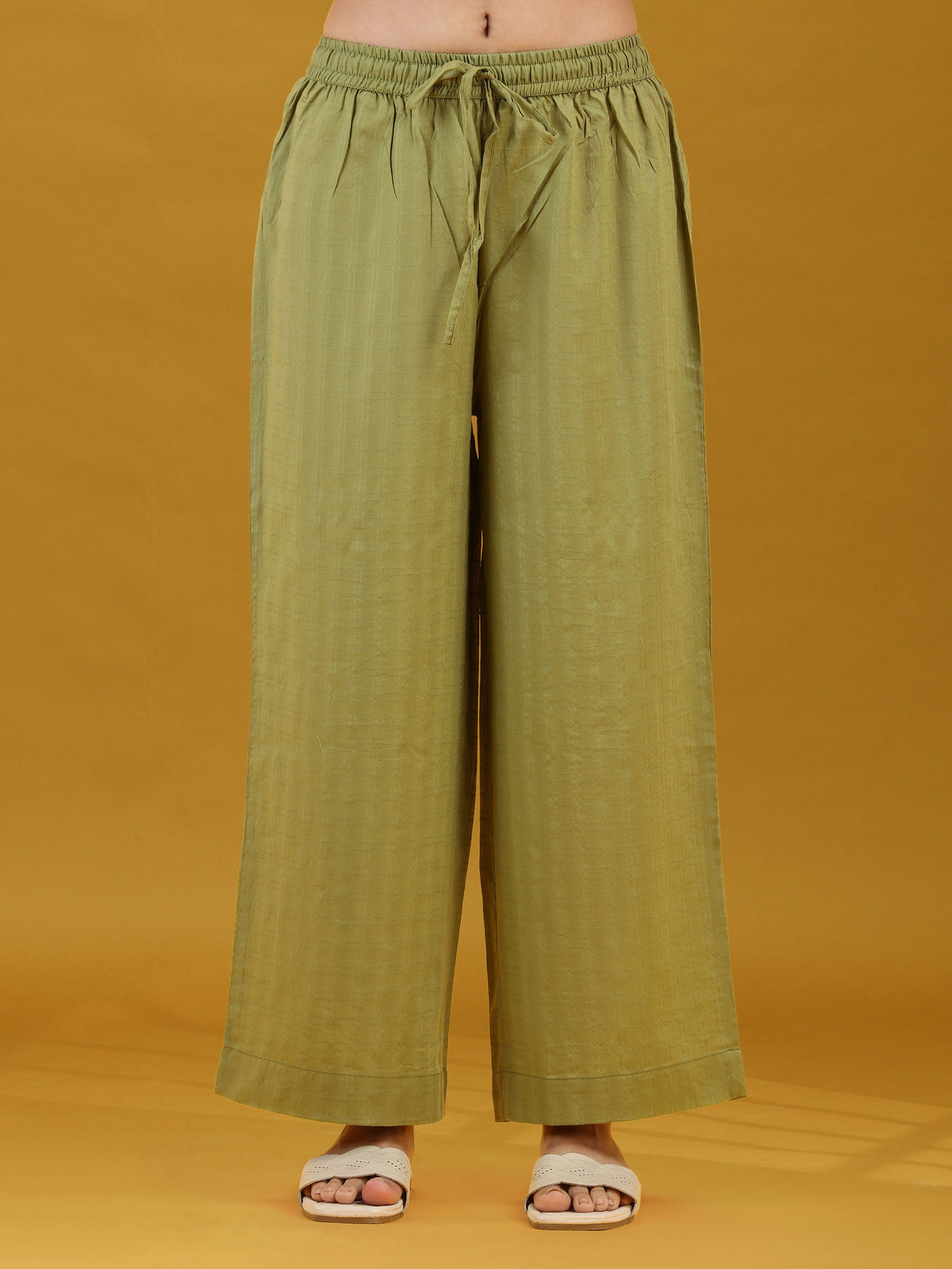 Pista Green Embroidered Pure Cotton Kurta Palazzo Co-Ord Set