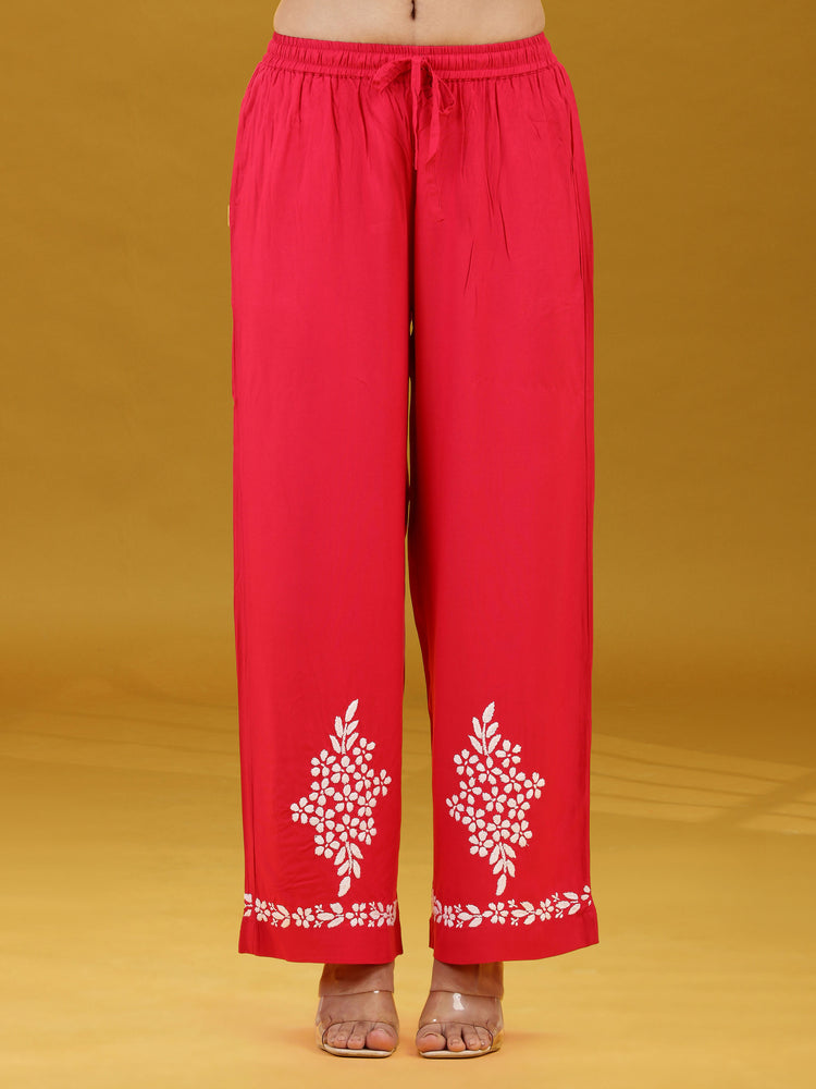 Pink Floral Printed Detailed Embroidered Co-Ord Set