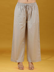 Grey Floral Sunflower Embroidered Pure Cotton Co-ord Set