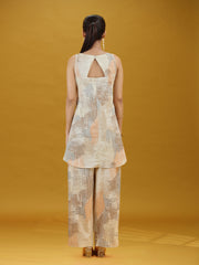 Elegant Abstract Print Sleeveless Co-Ord Set
