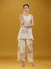 Elegant Abstract Print Sleeveless Co-Ord Set