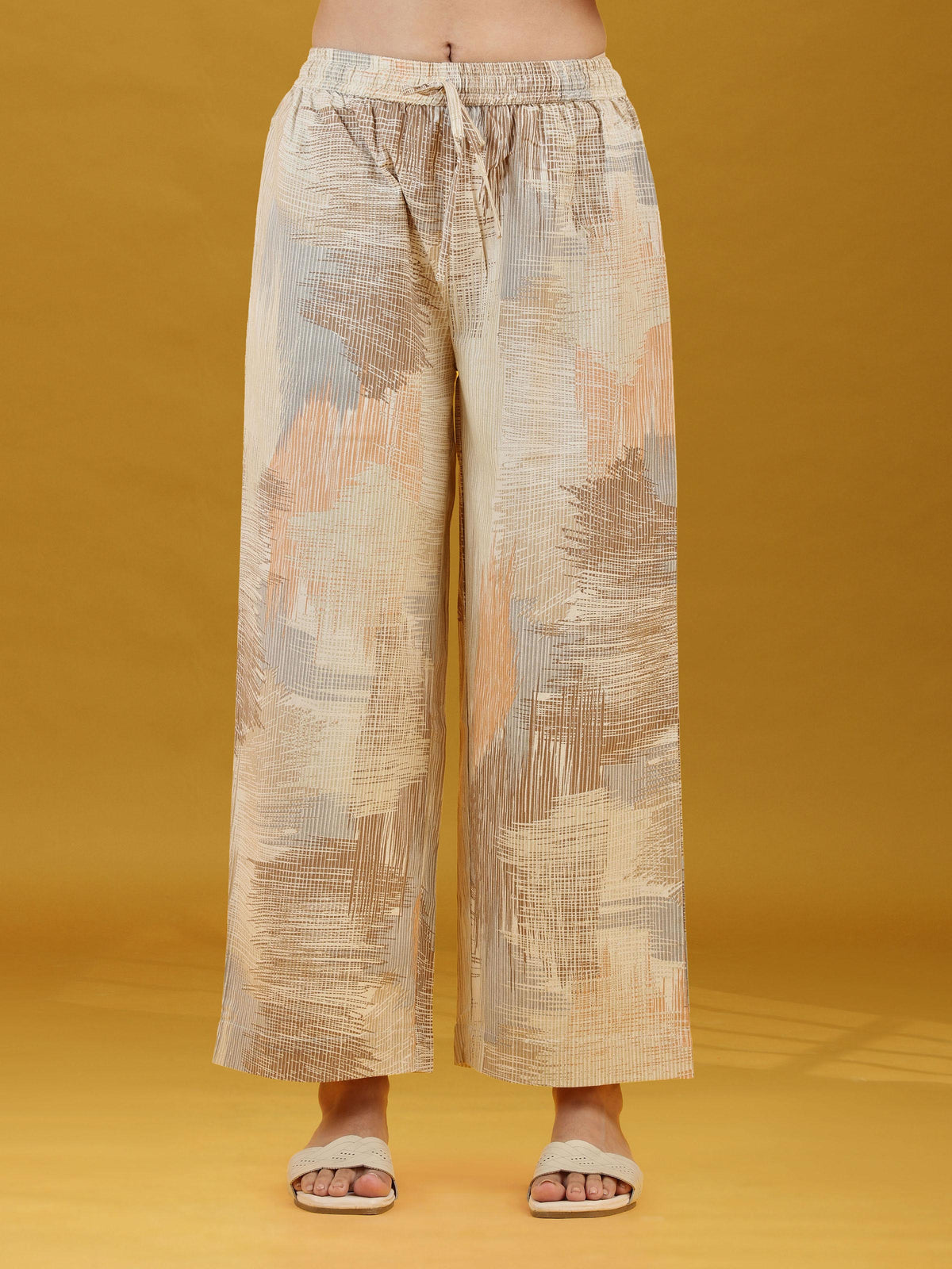 Elegant Abstract Print Pure Cotton Sleeveless Co-Ord Set