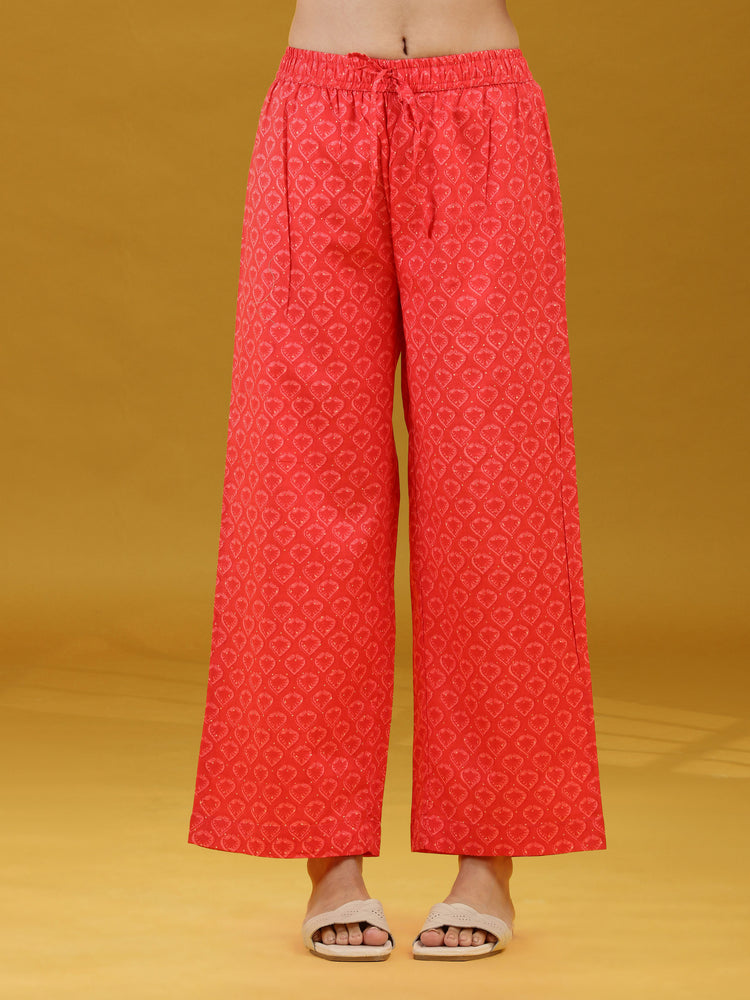 Red Geometric Printed Cotton Co-Ord Set