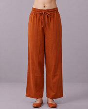 Orange Embroidered Straight Pure Cotton Co-Ord Set