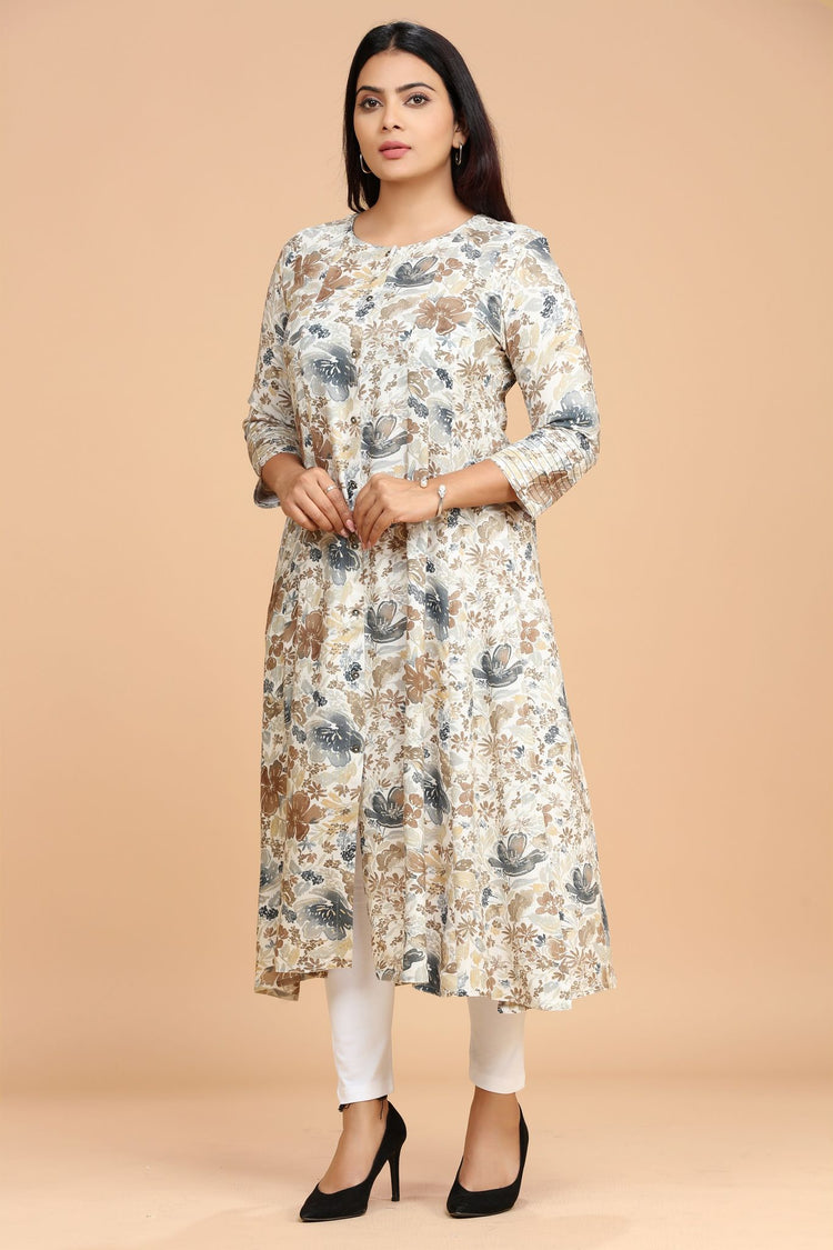 Irha- CC1 Beige Rayon A-Line Kurta