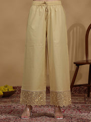 Gold Embroidered Straight Kurta Set with Dupatta