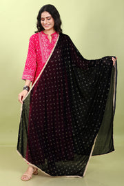 Black Chiffon Printed Dupatta