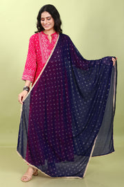 Navy Blue Chiffon Printed Dupatta for Women