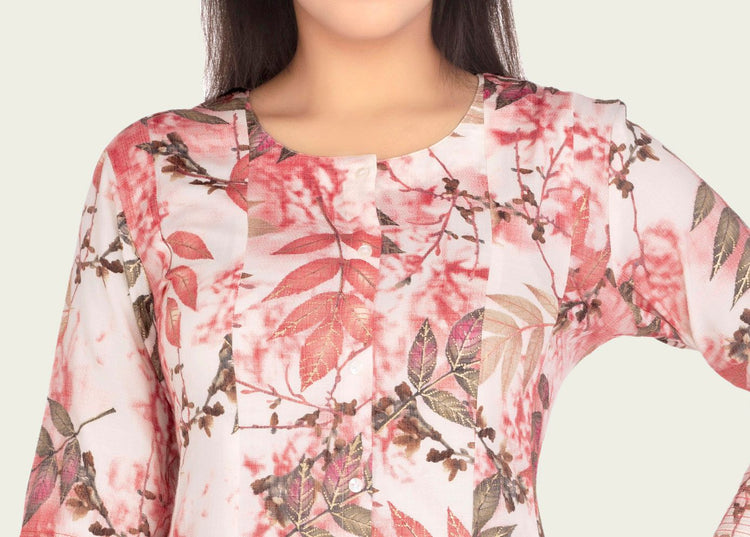 Irha Black & Pink Printed Rayon A Line Kurta