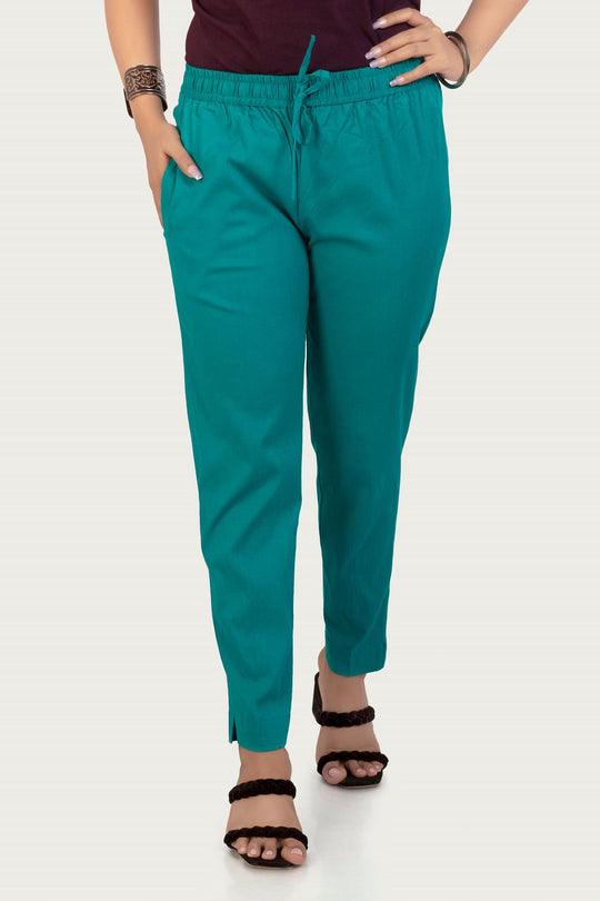 Teal Cotton Lycra Pant
