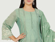 Hadiya Light Pista Chanderi Printed & Emb A-Line Suit Set