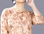 Durnaz Beige Cotton A-Line Kurta