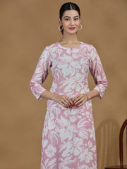 Light Purple Floral Printed Cotton Kurta