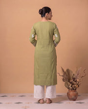 Pastel Green Chikankari Women's Long Kurta