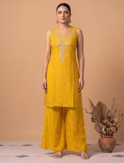 Yellow Floral Embroidery Co-Ord Set