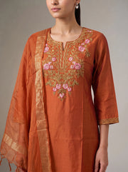 Rust Embroidered Ethnic Suit Set