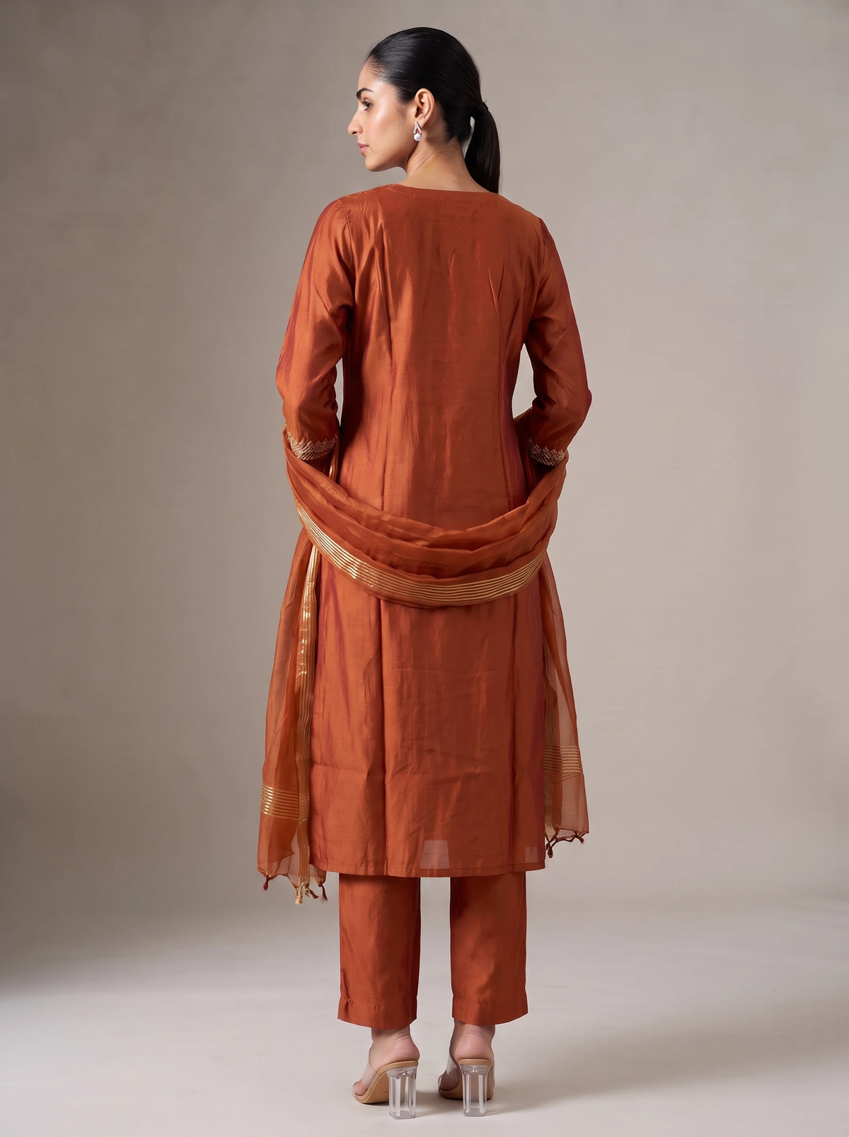 Rust Embroidered Ethnic Suit Set